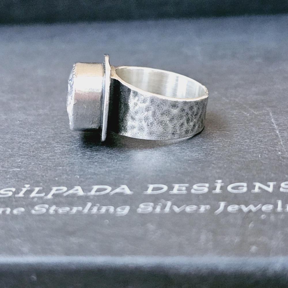 Silpada Sterling Silver Rectangular Cz Ring R1860… - image 2